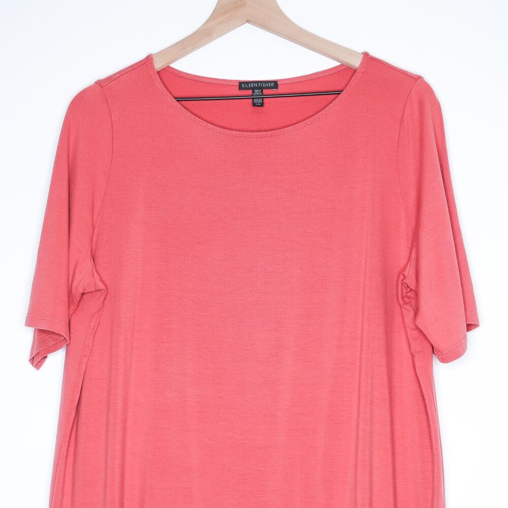 Eileen Fisher Womens Mimosa T-shirt Dress‎ Size Large Pink Shift Casual Viscose - Picture 7 of 7